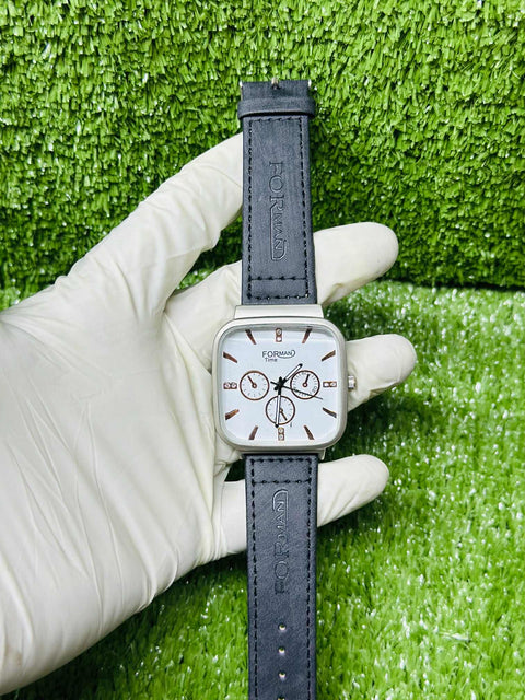 Luxury Square Dial Wrist Watch for Men | FORMAN Time Premium Leather Strap