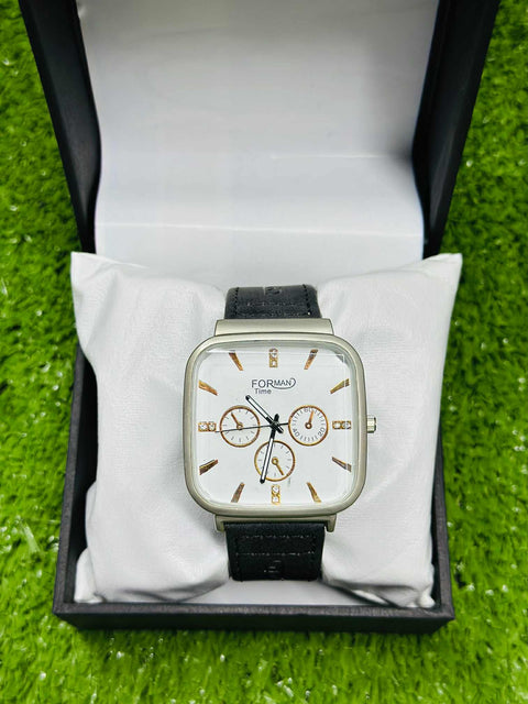 Luxury Square Dial Wrist Watch for Men | FORMAN Time Premium Leather Strap