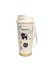 Cute Cat Stainless Steel Coffee Mug with Heating Function – “Dreams” Design Travel Cup muawazcraft