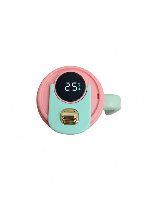 Smart Stainless Steel Coffee Mug with Temperature Display & Heating Function – Gradient Pink & Mint Design 650ml