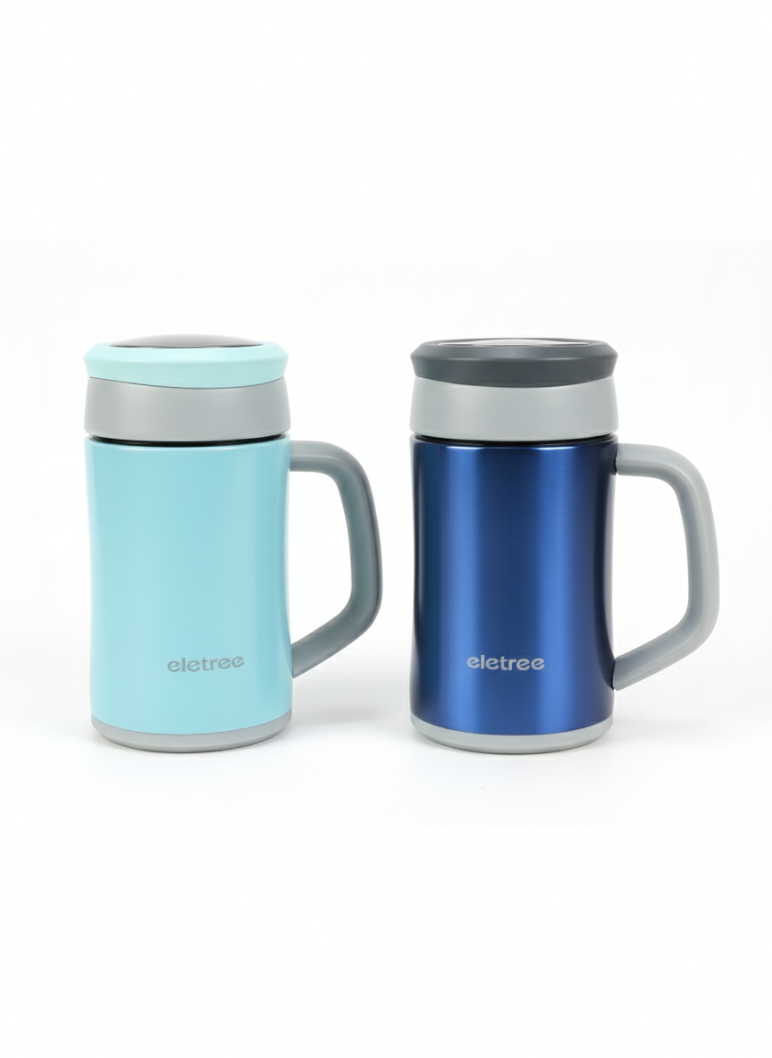 Eletree Pink Stainless Steel Coffee Mug – Vacuum Insulated Mug with Handle & Lid (Hot & Cold Drink Cup) muawazcraft