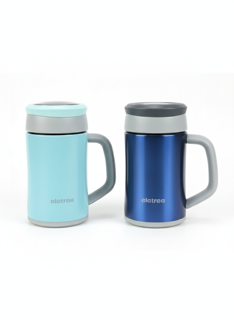 Eletree Pink Stainless Steel Coffee Mug – Vacuum Insulated Mug with Handle & Lid (Hot & Cold Drink Cup)