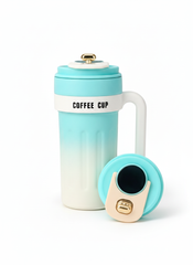 Smart Stainless Steel Coffee Mug with Temperature Display & Heating Function – Gradient Pink & Mint Design 650ml muawazcraft