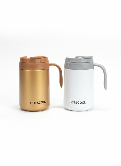 HOT&COOL Stainless Steel Coffee Mug – Vacuum Insulated Travel Mug with Handle (Keeps Drinks Hot & Cold)