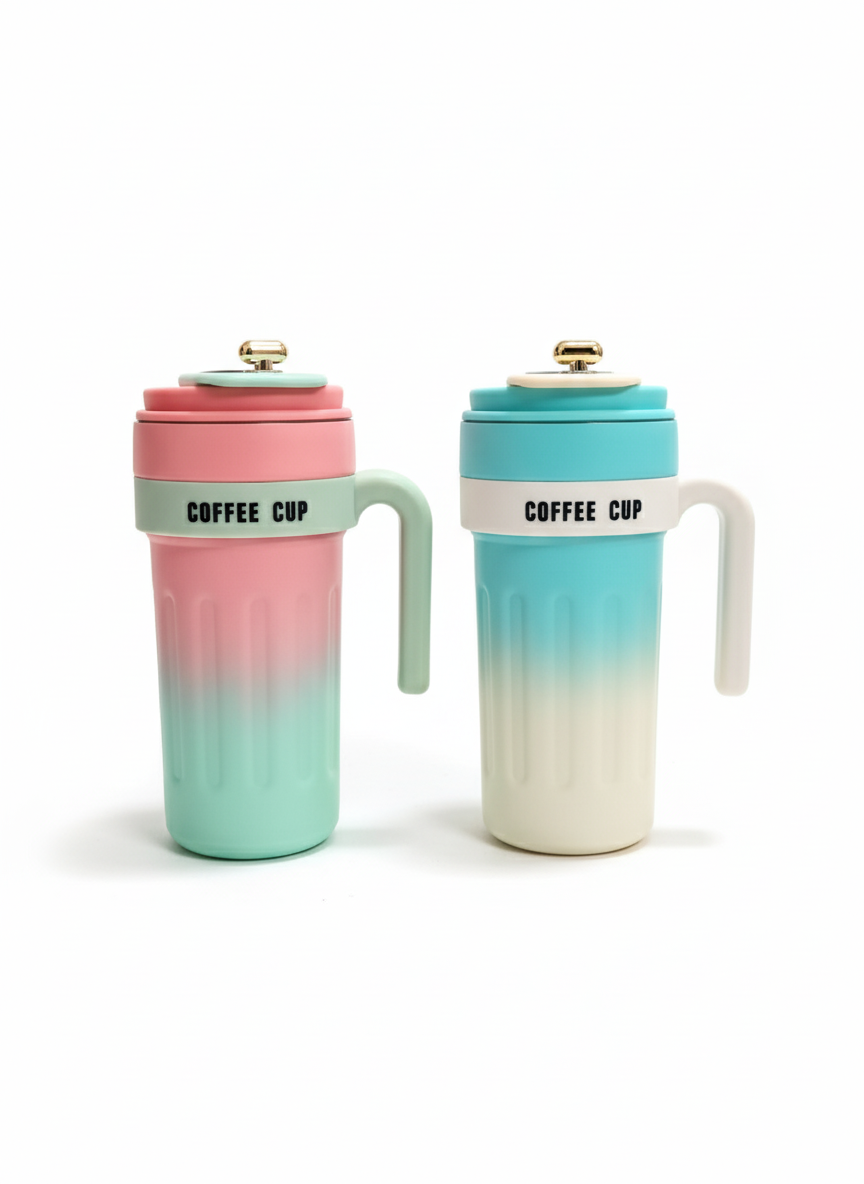 Smart Stainless Steel Coffee Mug with Temperature Display & Heating Function – Gradient Pink & Mint Design 650ml muawazcraft