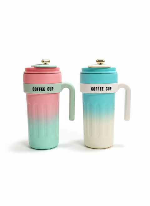 Smart Stainless Steel Coffee Mug with Temperature Display & Heating Function – Gradient Pink & Mint Design 650ml