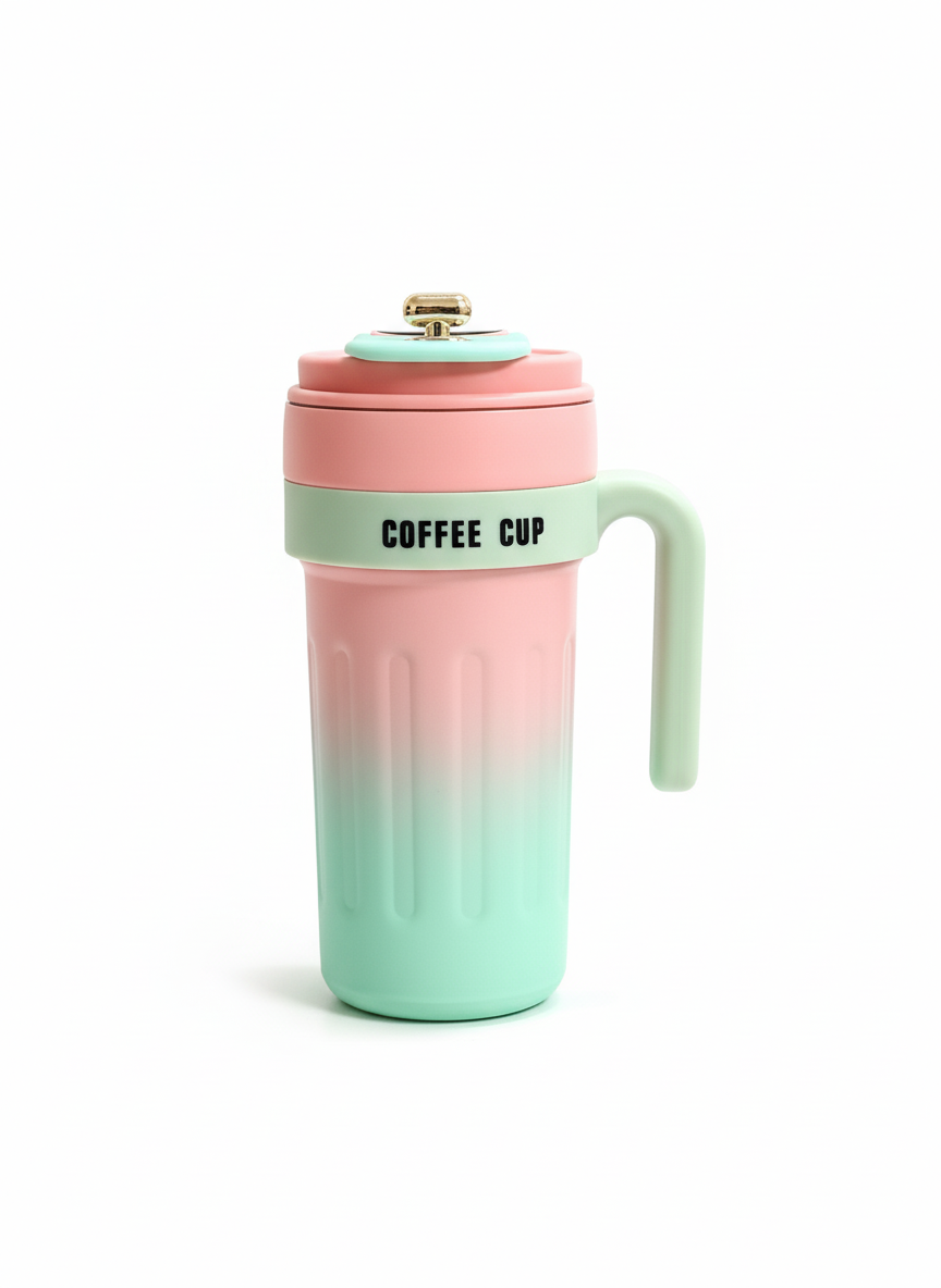 Smart Stainless Steel Coffee Mug with Temperature Display & Heating Function – Gradient Pink & Mint Design 650ml muawazcraft