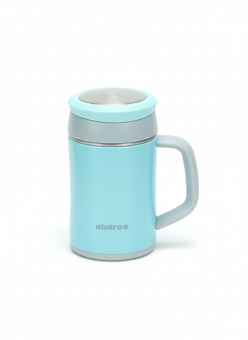 Eletree Pink Stainless Steel Coffee Mug – Vacuum Insulated Mug with Handle & Lid (Hot & Cold Drink Cup) muawazcraft