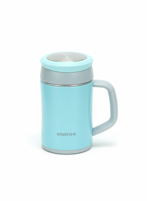 Eletree Pink Stainless Steel Coffee Mug – Vacuum Insulated Mug with Handle & Lid (Hot & Cold Drink Cup)