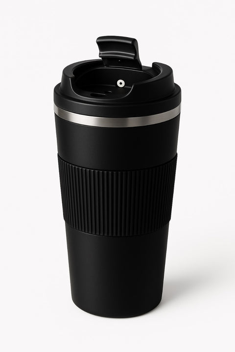 Premium Black Travel Coffee Mug ☕ – Spill-Proof, Stylish & Reusable