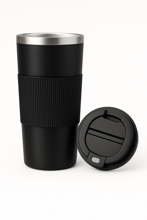 Premium Black Travel Coffee Mug ☕ – Spill-Proof, Stylish & Reusable
