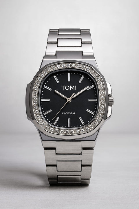 Luxury TOMI Men’s Watch – Stainless Steel Gold & Silver | Blue Dial 