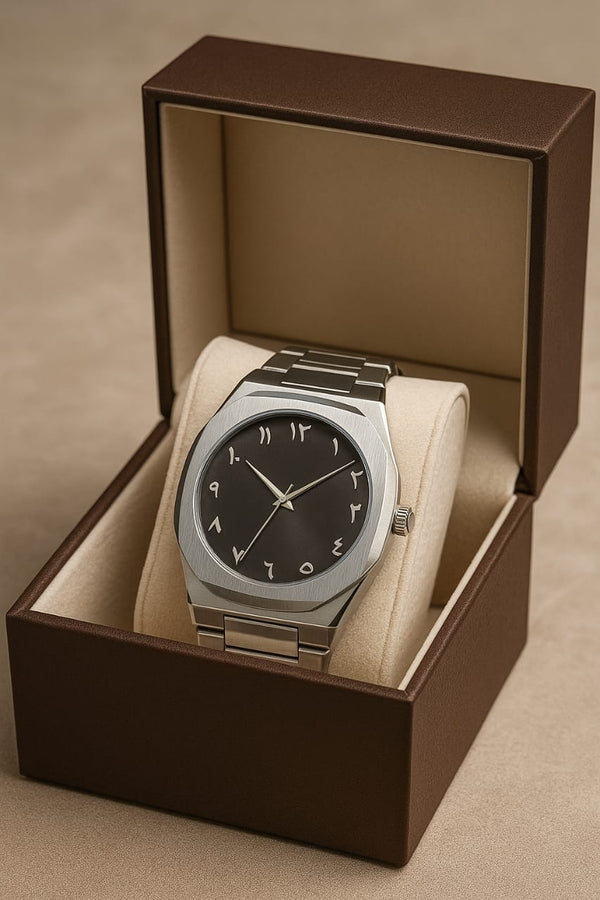 Luxury Arabic Dial Men’s Watch – Stainless Steel Stylish Wristwatch muawazcraft