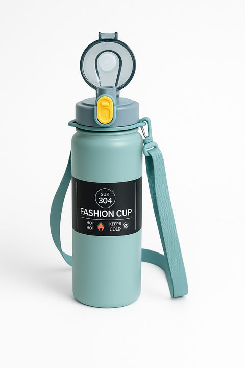 Fashion Cup Stainless Steel Insulated Water Bottle – Hot & Cold Thermos Flask with Strap | Leak-Proof Travel Bottle