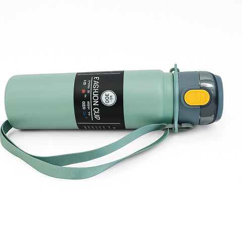 Fashion Cup Stainless Steel Insulated Water Bottle – Hot & Cold Thermos Flask with Strap | Leak-Proof Travel Bottle