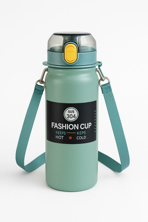 Fashion Cup Stainless Steel Insulated Water Bottle – Hot & Cold Thermos Flask with Strap | Leak-Proof Travel Bottle
