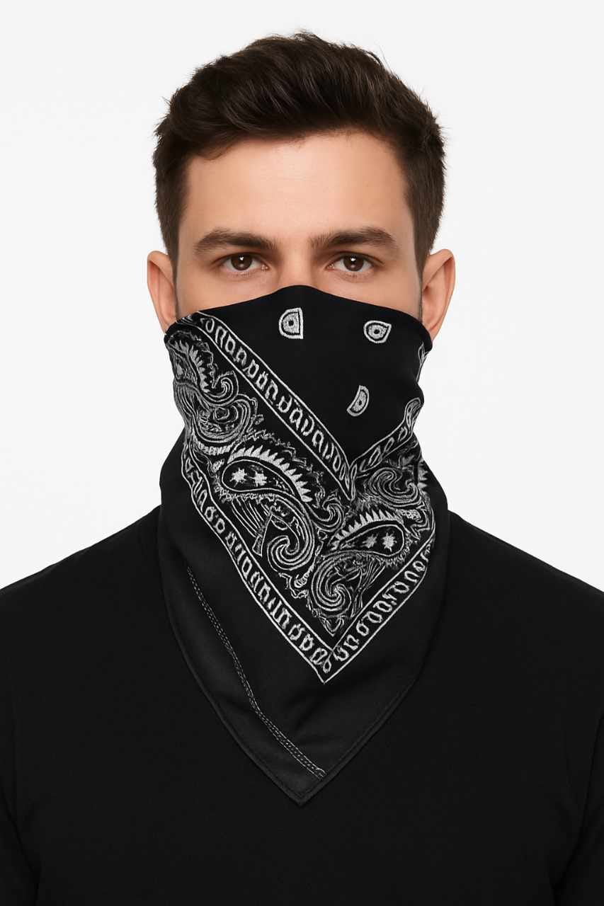 🖤 3 pieces Classic Black Paisley Bandana – Versatile &amp; Stylish muawazcraft