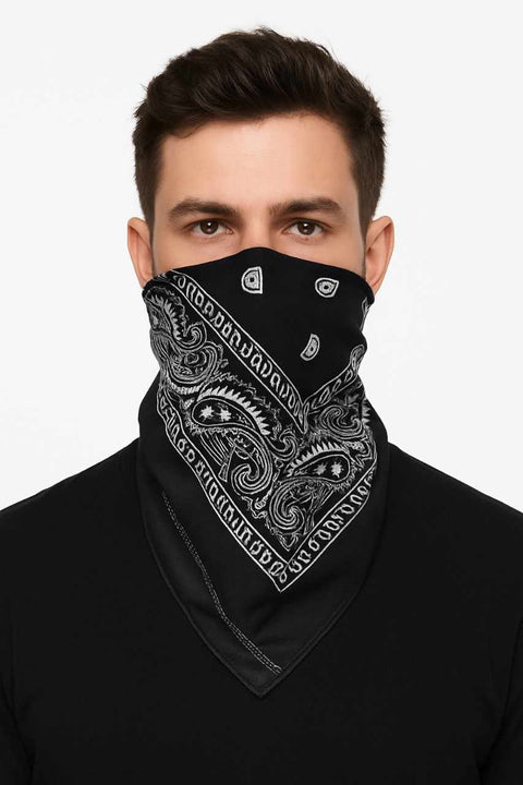 🖤 2 pieces Classic Black Paisley Bandana – Versatile &amp; Stylish