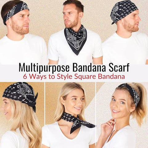 🖤 2 pieces Classic Black Paisley Bandana – Versatile &amp; Stylish