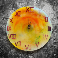 Handcrafted Resin Wall Clock – 14x14 Inch Unique Abstract Art Design with Roman Numerals | Modern Handmade Wall Décor | Includes 2 Batteries muawazcraft